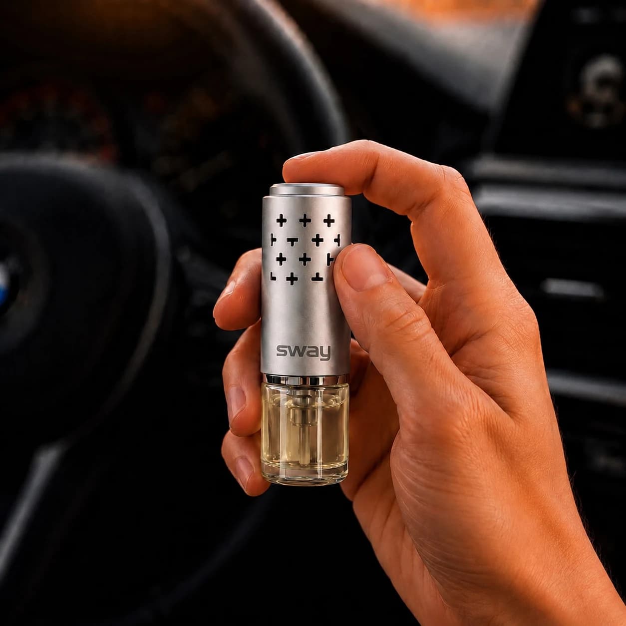 Step 2 — pressing the button on the diffuser